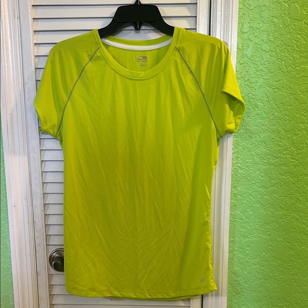 Champion Women’s Neon Lime Green Short-Sleeve Athletic T-Shirt L